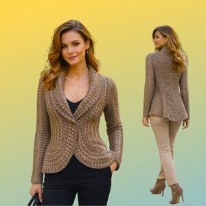 ANTHROPOLOGIE Charlie Robin Shawl Collar Textured Interwoven Knit Cardigan Sz S